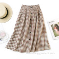 Women Black-and-white Checks Chiffon Skirt Casual Dresses